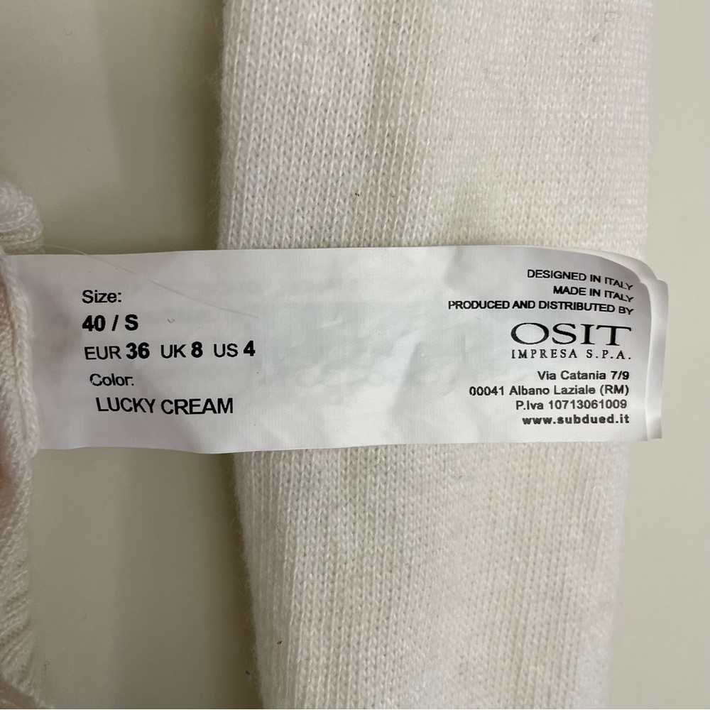 Subdued Made in Italy Rainbow Cream Long Sleeve Crew Neck Sweater Womens Size S - Picture 5 of 7